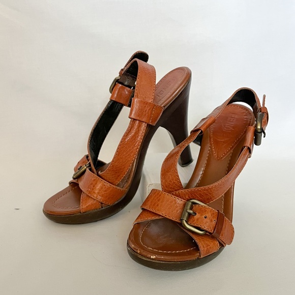 Fendi Shoes - FENDI leather slingback sandals size EU36